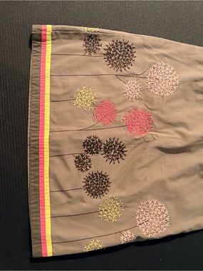 Boden Taupe Mini Skirt with Pink and Yellow Embroidery